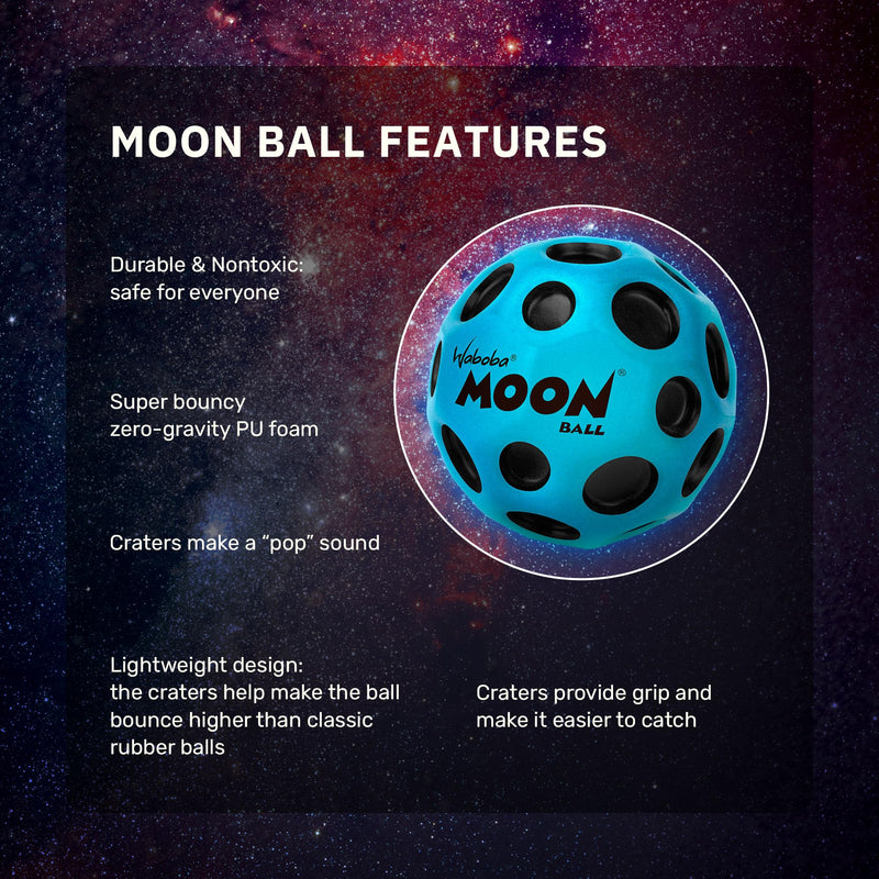 Waboba Moon Ball-Bounces Out of This World-Original Patented Design-Craters Make Pop Sounds When It Hits The Ground-Easy to Grip, Colour-Yellow, 70 x 67 x 70 mm