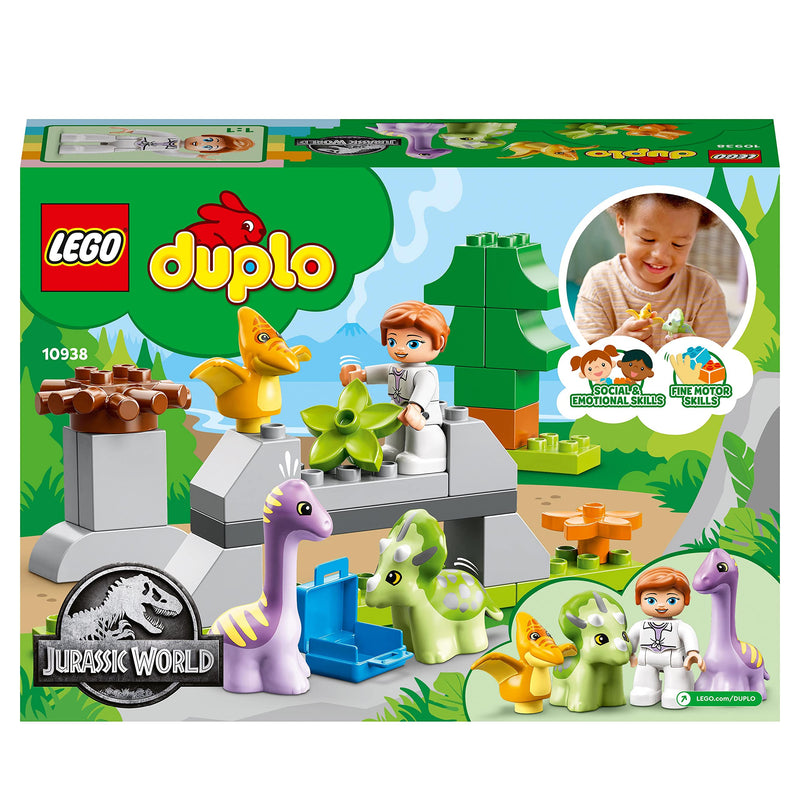 LEGO 10938 DUPLO Jurassic World Dinosaur Nursery Toys with Baby Triceratops Figure, Learning Toy for Toddlers, Girls & Boys Age 2 Plus, Large Bricks Set