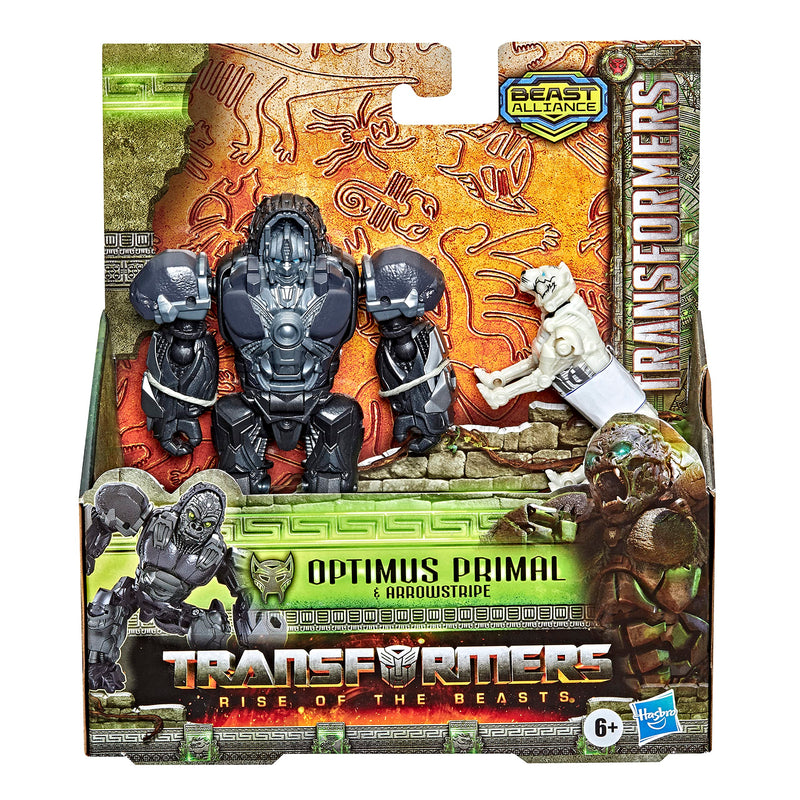 Transformers: Rise of the Beasts Film Beast Alliance Beast Weaponizers 2-Pack Optimus Primal Toy, 6 and Up, 12.5 cm