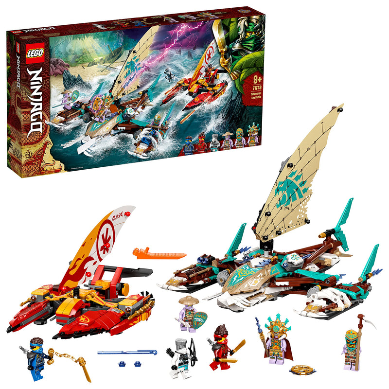 LEGO 71748 NINJAGO Catamaran Sea Battle Building Set with 4 Boat Toys and Kai, Jay and Zane Minifigures