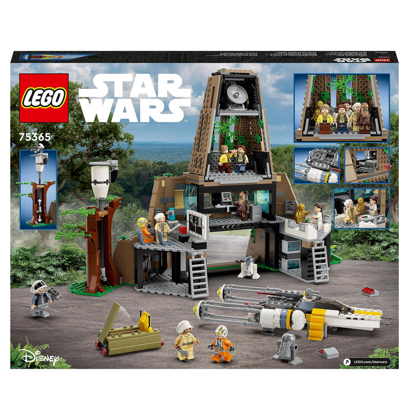 LEGO Star Wars: A New Hope Yavin 4 Rebel Base Set with 10 Minifigures including Luke Skywalker, Princess Leia, Chewbacca, plus 2 Droid Figures, Y-Wing Starfighter and Command Room 75365