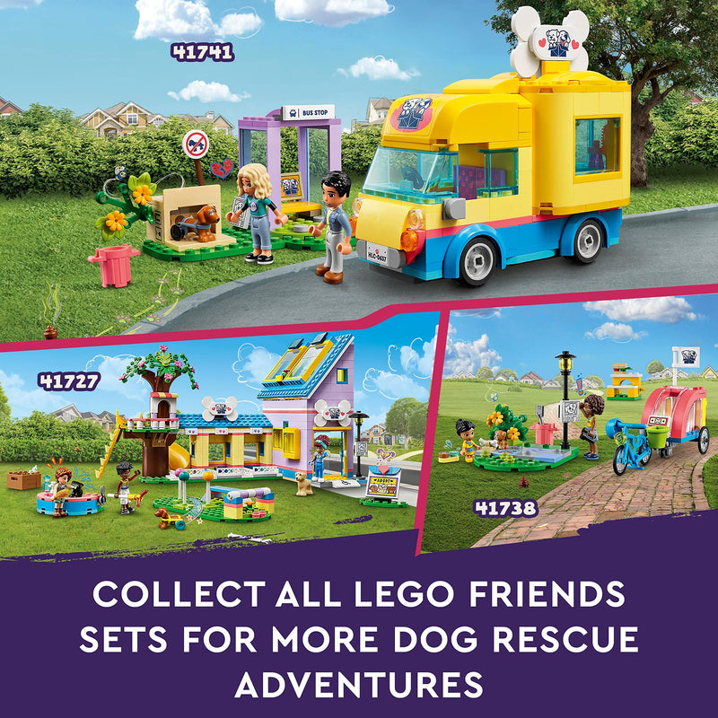 LEGO 41741 Friends Dog Rescue Van, Pet Puppy Playset, Animal Toy for Kids, Girls and Boys 6 Plus Years Old, Birthday Gift Idea, 2023 Series Characters